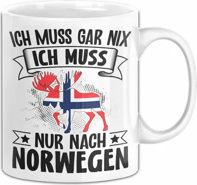 Produktbild von Norwegen Tasse Geschenk Ich Muss Gar Nix Ich Muss Nur Nach Norwegen Geschenkidee Geburtstag Kaffee-Becher (Weiß)