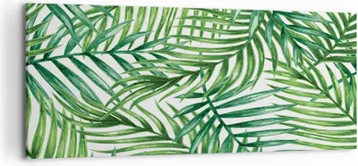 Produktbild von Bild auf Leinwand - Leinwandbild - Palme Blatt grün - 120x50cm - Wand Bild - Wanddeko - Wandbilder - Leinwanddruck - Bilder - Kunstdruck - Wanddekoration - Leinwand bilder - Wandkunst - AB120x50-3777