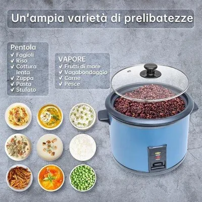 Produktbild von Famanu Reiskocher mit Warmhaltefunktion - 1,8L, Glasedel, inklusive Dampfgarer