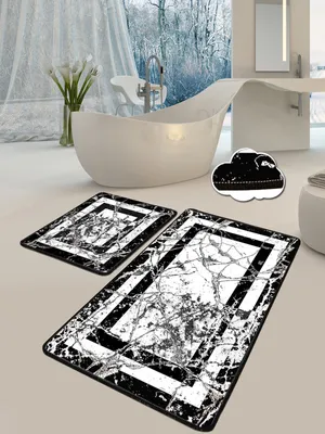 Obrázok produktu pre Mijolnir, Marble- CHL4377, čierna, Kúpeľňové rohože, 700 gr/m², 100% zamatová tkanina