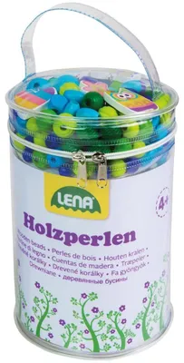 Obrázek produktu pro LENA dřevěné korálky řemeslná sada 400 korálků 5 přívěsků 6 šňůrek barva modrá