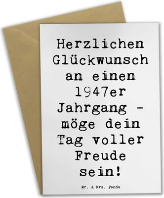 Produktbild von Mr. & Mrs. Panda Grußkarte Spruch 1947 Geburtstag - Weiß - Geschenk, Geburtstagsgeschenk, Happy Birthday, Grußkarten, Freude, weihnachtskarten, einladungskarten, 1947er