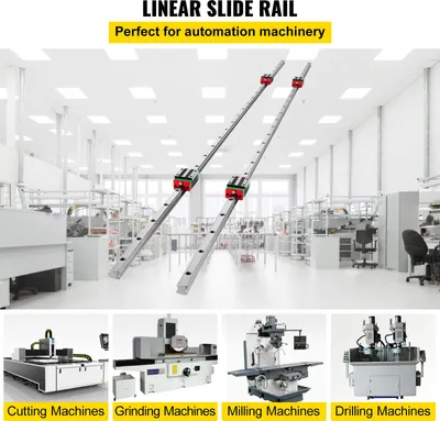 Obrázek produktu pro SucceBuy 2× 15×C1500 mm lineární vodicí lišta, 4 stojanová ložiska, pro CNC frézky, čtvercové a drážkované bloky