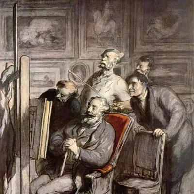 Produktbild von Honoré Daumier Kunstdruck Bild - Die Kunstliebhaber, Um 1862 (70 x 70 cm)