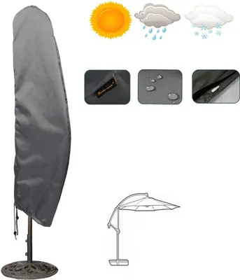 Produktbild von Sonnenschirm Schutzhülle für Gartenmöbel aus mehrschichtige Ripstop-Poyester Gewebeplane 300D und TPU, Atmungsaktive, frostbeständige, wasserdichte und UV-Beständige Abdeckhaube Abdeckungspane für Gartenmöbel,   240Hx68 cm