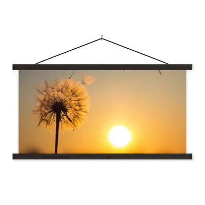 Produktbild von MuchoWow® Textilposter Löwenzahn - Sonne - Sonnenuntergang 90x45 cm mit schwarzem Rahmen - Klemmleisten