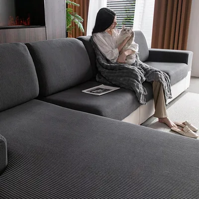 Produktbild von Stretch-Sofa-Sitzkissenbezug mit rutschfester Unterseite