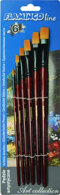 Zdjęcie produktu dla Pędzle artystyczne z włosiem syntetycznym płaskie 6 szt Flamingo Line