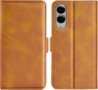 Produktbild von Mobigear Slim Magnet  Samsung Galaxy S25 Edge Hülle Klapphülle Geldbörse - Cognac