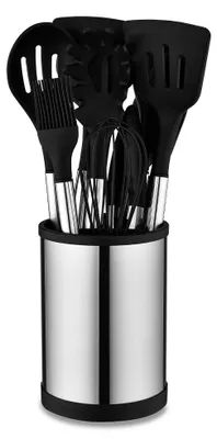 Produktbild von Aoresac Kuechenutensilien-Set, Kochutensilien-Sets/Kuechenutensilien aus Silikon, Kochbesteck-Set mit Edelstahlgriff/Antihaftbeschichtung und hitzebestaendig, unverzichtbares Kuechenzubehoer fuer Zuhause/Haus/Wohnung, Toepfe und Pfannen-Set