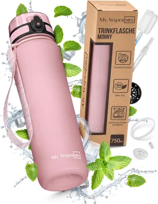 Produktbild von My Vesperbox® Trinkflasche Kinder [750ML] - Wasserflasche Kohlensäure Geeignet & Auslaufsicher - Water Bottle Kids - für Schule & Sport - Kinderflasche für Mädchen & Jungen - inkl. Ersatzdichtung