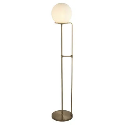Zdjęcie produktu dla atrakcyjna lampa podłogowa Sphere mosiądz antyczne szkło opalowe biały okrągły 145cm wysokość