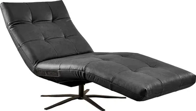 Produktbild von KAWOLA Relaxliege LETICIA motorisch mit Nackenkissen Leder schwarz