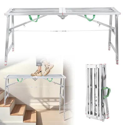 Produktbild von Gerüstleiter - Einzeltstütze 160 × 30 cm - Schwerlast - Höhenverstellbar - Faltbar - Mit Handgriff