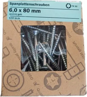 Produktbild von Spanplattenschrauben 6.0x80mm verzinkt 100 St/pc.
