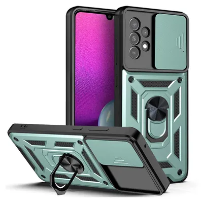 Produktbild von Galaxy A33 5G Hülle mit 360° Drehbarer Magnetische Ring Ständer Halter Dia Kameraschutz TPU Bumper Silikon Schutzhülle für Samsung Galaxy A33 5G Grün
