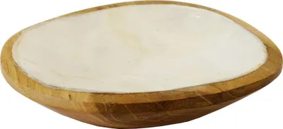Produktbild von Kleine Schale Holz mit Capiz Muschel für Duftsteine Amber Duftwürfel Natur 8 cm