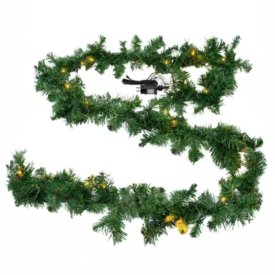 Obrázok produktu pre Vianočná girlanda s umelou jedľou - 810 cm / 100 LED - Deco svetelná reťaz s časovačom Teplá biela Osvetlené s elektrickou zástrčkou