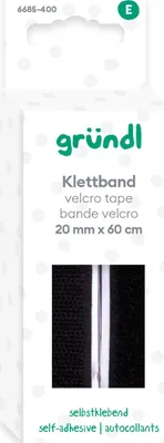 Produktbild von Gründl Klettband selbstklebend 60 x 2 cm schwarz