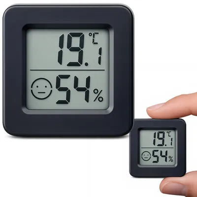 Produktbild von Digitales Thermometer Hygrometer Raumthermometer Innen Schwarz selbstklebend LCD Luftfeuchtigkeit Temperaturmesser