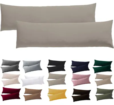 Image de Coussin pour personnes dormant sur le côté, housse 40 x 145 cm, lot de 2, couleur taupe, microfibre, fermeture éclair