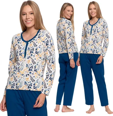 Produktbild von Baumwollschlafanzug Für Damen Zweiteilig Lange Ärmel Lange Hosen Moraj 3Xl