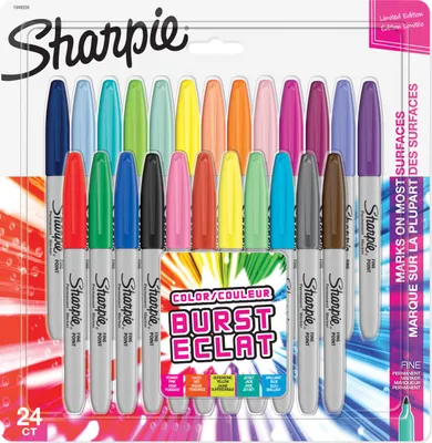 Produktbild von Sharpie Permanent Marker | Marker Stifte mit feiner Spitze | gemischte Color Burst- und Originalfarben | 24er Set