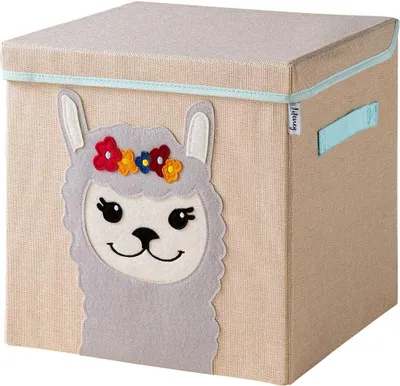 Produktbild von Lifeney Aufbewahrungsbox mit Deckel und Lama I Spielzeugbox mit Tiermotiv passend für Würfelregale I Ordnungsbox für das Kinderzimmer I Aufbewahrungskorb Kinder