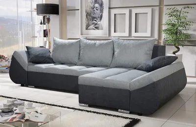 Produktbild von Ecksofa Sofa KLEO mit Schlaffunktion Anthrazit-Hellgrau Ottomane Rechts