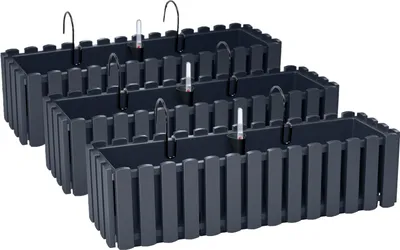 Obrázek produktu pro 3x květinový truhlík 60 cm Květináč s držáky Květináč s indikátorem hladiny vody Balkonový truhlík Sázecí stroj antracitový