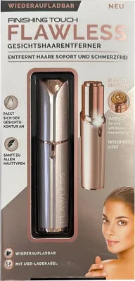 Produktbild von Finishing Touch Flawless Gesichtshaarentferner der neuen Generation. Schmerzfreie Haarentfernung mit hypoallergen 18-karätigen vergoldeten Scherkopf - wiederaufladbar, Blush
