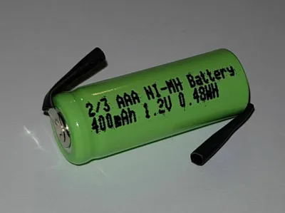 Produktbild von Einzel-Zelle Akku NiMH 2/3AAA 1,2V 400mAh 2/3 AAA mit Z-Lötfahne Höhe 29,3mm