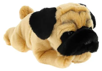 Produktbild von Pluschtier Welpe Pug Hund - weicher Pluschstoff - hochwertiges Stofftier - beige - 35 cm