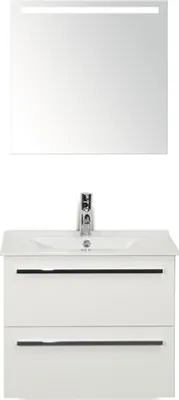 Obrázek produktu pro Koupelnový nábytkový set Seville 60 cm s keramickým umyvadlem Model 1 a zrcadlem s LED osvětlením bílá vysoce lesklá