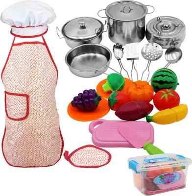 Image de set de 25 moules à pâtisserie pour enfants avec tablier, toque, gants de four et ustensiles