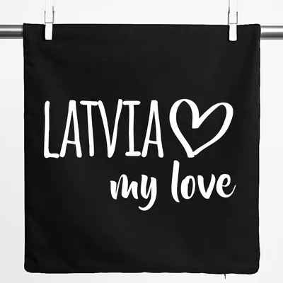 Produktbild von Huuraa Kissenbezug Latvia my love 40x40cm Black Baumwolle Dekokissenbezug Geschenkidee
