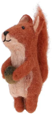 Produktbild von Handgemachte Fingerpuppe aus Filz - Eichhörnchen, Orange, Wolle, 9*4*3 cm, Deko aus Filz