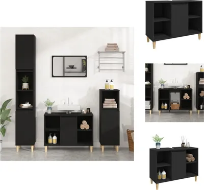 Immagine prodotto di vidaXL Mobiletto nero 80x33x60 cm in legno - Lavabi da bagno