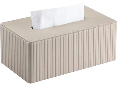 Produktbild von Kosmetiktücherbox Kunstleder Beige Rechteckig 25x14x9 cm