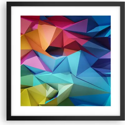 Produktbild von Gerahmtes Poster - Schwarzer Rahmen - Formen futuristisch geometrisch - 40x40 cm - Wand Bild - Wanddeko - Wandbilder - Wandposter - Bilderrahmen - Bilder - Kunstdruck - Wandbild - P2BAC40x40-3027