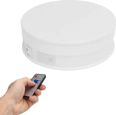Obrázok produktu pre Tichý gramofón, 15 cm, diaľkové ovládanie, rýchlosť, elektrický, otočný, pre fotografovanie, nahrávanie videa, rekvizity, biely