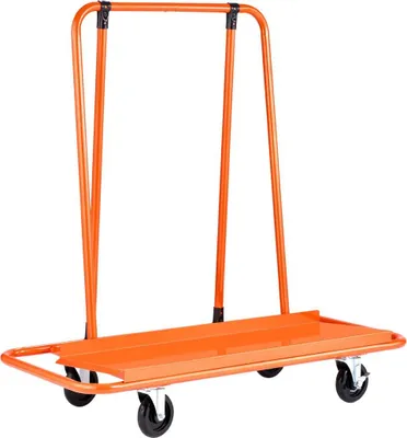 Immagine prodotto di Carrello per pannelli in cartongesso, capacità di carico 816 kg, carrello in acciaio con 4 ruote girevoli, resistente e durevole, carrello per pannelli con cinghia di fissaggio per compensato, cartongesso, vetro, arancione