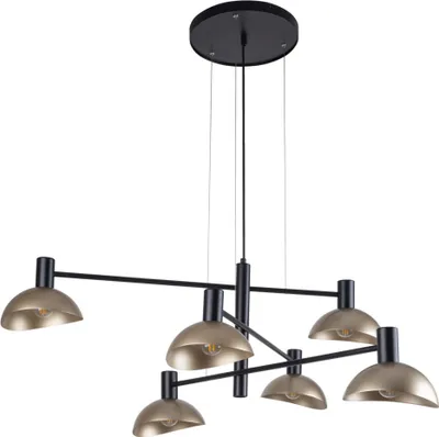 Immagine prodotto di Artis 6xE14 40W Sigma Lighting lampada a sospensione decorativa moderna a 6 punte in nero-oro sopra il tavolo