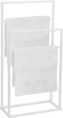 Produktbild von FRAMADO Metall Handtuchständer 2-armig Duo, Badetuchhalter Weiss, 2-armig Duo, 45x21x86cm