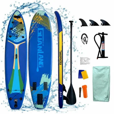 Produktbild von SUP Board Blue Drive aufblasbar 350 x 89 x 15 cm Set mit Paddel Pumpe und Rucksack Guanlang