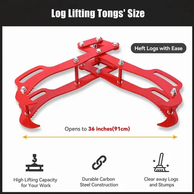 Produktbild von Holzhebezange - Schwerlast Stammzange 4-Klaue 91 cm - Legierter Stahl - 360° Drehbarer Holzgreifer - Für Brennholz Und Rundholz - Für Traktor, ATV Und Gabelstapler - Vierklaue 91 cm