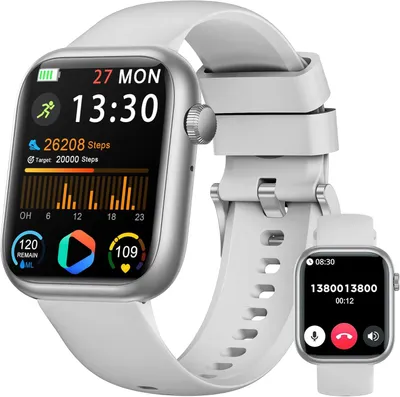 Produktbild von Smartwatch Damen Herren, 1.83" HD Schrittzähler/Blutdruckmessung/Pulsuhren/Telefonfunktion, Schlaftracker, 120+ Sportmodi, IP68 Wasserdicht Fitnessuhr