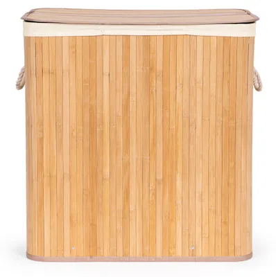 Produktbild von Wäschekorb Bambus mit Deckel, 150 L, 3 Fächer, Natur