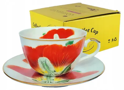 Imagen del producto de CUP 230ml Flores con borde dorado y porcelana fina Yamasen estilo vintage