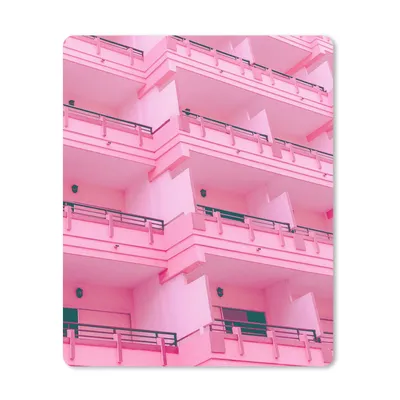 Produktbild von MuchoWow® Mauspad Mousepad Balkon - Sommer - Rosa - Architektur 19x23 cm - Mousepads - Maus Mat - Pad - Mausunterlage - Mauspads - Spielen